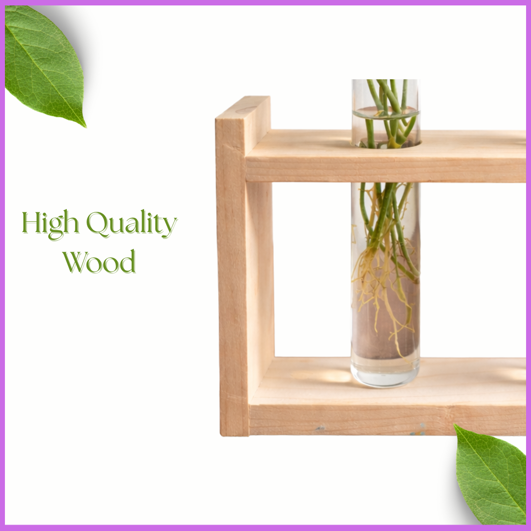 šæ Wooden Double Test Tube Plant Holder | Handmade Hydroponic Vase | Home Decor | Meenu Wood Crafts